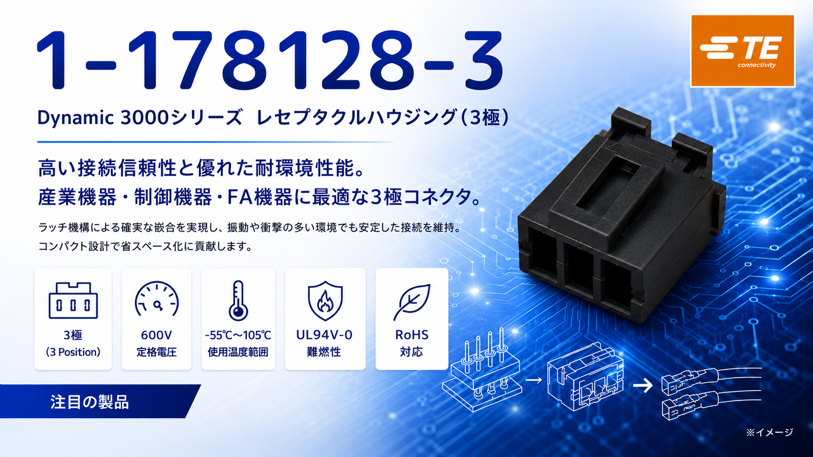 1-178128-3 Dynamic 3000シリーズ レセプタクルハウジング｜TE